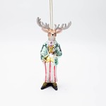 GLASS ORNAMENT, REINDEER, WITH CANDY CLOTHES, 16cm