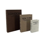 S/3 ΚΟΥΤΙΑ ΒΙΒΛΙΑ MDF ΚΑΦΕ - ΛΕΥΚΟ 21.5x6x30cm / 17x4.5x23cm / 11x3x16cm