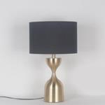 TABLE LAMP,  WITH  LINEN  SHADE, METAL, GOLD-BLACK, 28x46cm