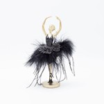 POLYRESIN BALLERINA, PIROUETTE, WITH BLACK DRESS, 14x13x21.7cm