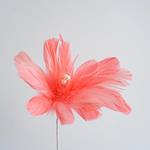 FLOWER WITH FEATHERS, PINK, 28cm