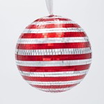 GLASS BALL, DISCO, RED SILVER, 20cm