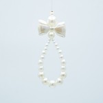 ORNAMENT WITH PEARLS AND BOW, WHITE, 5x14cm