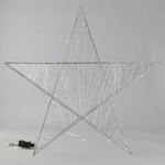 LIGHTED STAR 78cm, 240 LED, ADAPTOR, SILVER METAL FRAME, SILVER COPPER WIRE, WARM WHITE LED, IP44