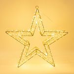LIGHTED STAR 50cm, 1200 LED, 31V ADAPTOR, TIMER, BRONZE METAL FRAME, BRONZE COPPER WIRE, WARM WHITE LED, LEAD WIRE 5m, IP44