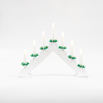 WHITE WOODEN CANDLESTICK, 230V, WITH 7 WHITE CANDLES, WARM WHITE, 39x4,8x30cm