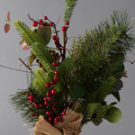 PLASTIC DECORATIVE TREE,  WITH BERRIES AND PINES, 45cm