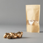 GOLD ACORNS IN PAPER BAG, SET 12PCS, 3.5cm