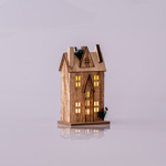 LIGHTED WOODEN HOUSE, 3 LED 5mm, BATTERY BOX 2AA, WARM WHITE , 17x11x31cm, IP20
