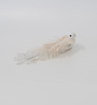 BIRD, WHITE, WITH FEATHERS AND GLITTER, 24x5x6,5cm