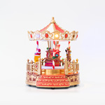 CAROUSELL, RED-GOLD, WITH SANTA AND NUTCRACKER, 13 LED, WITH ADAPTOR, WITH MUSIC AND MOVEMENT, 18x20x22,5cm