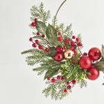 WREATH, WITH GOLD HOOP, RED BERRIES, RED & GOLD BALLS, 55cm