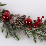 SNOWY BRANCH WITH RED BALLS AND PINECONES, 170cm