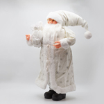 SANTA CLAUS WITH WHITE FUR CLOTHS AND SACK WITH BERRY, 80cm