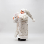 SANTA CLAUS WITH WHITE FUR CLOTHS AND SACK WITH BERRY, 50cm