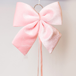 BOW, VELVET PINK, WITH RIBBON, 34cm