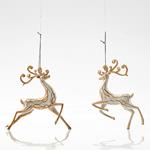 ACRYLIC REINDEER, WHITE WITH GOLD, 2 DESIGNS, 14,5x14cm