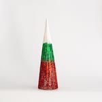 CONE TREE, WHITE-GREEN-RED, 14x50cm