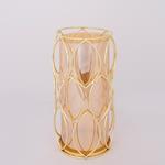 CANDLE HOLDER WITH AMBER GLASS, METAL, GOLD, 1 POSITION,13.5x28cm