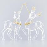 ACRYLIC REINDEER WITH GOLD GLITTER AND GOLD METAL BELL, 2 DESIGN 10,2X0,7X12,7cm, PRICE PER PIECE