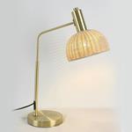 TABLE LAMP,  RATTAN- METAL, GOLD-NATURAL, 15x10.5x18.5cm