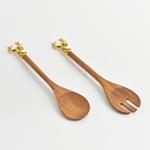 ACACIA WOODEN SPOON, WITH GOLD DEER, SET 2PCS
