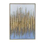 CANVAS  PAINTING, GOLD FRAME, ABSTRACT ART, GOLD-ΒΑΒΥ ΒLUE, 50x70x3.5cm