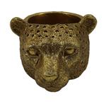 CANDLE HOLDER, POLYRESIN, PANTHER, GOLD ANTIQUE, 9x7.3x5.5cm