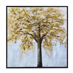 CANVAS  PAINTING, GOLD FRAME, TREE, GREY-BROWN & GOLD, 60x60x3.5cm