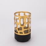 CANDLE HOLDER WITH GLASS ΑΝDMETAL, GOLD, 1 POSITION,  9x15cm