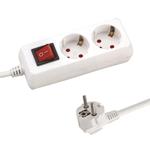 SOCKET 2 SCHUKO HOLES CABLE 3X1,5mm EXTENSION 1,5m WITH SWITCH & SHUTTER PROTECTION