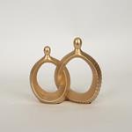 TABLE DECORATION, POLYRESIN,DOUBLE CIRCLE, GOLD,20.2x9.4x17.8cm