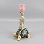 CANDLE HOLDER TURTLE, POLYRESIN, GREEN-GREY, 1 POSITION