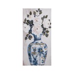 ΠΙΝΑΚΑΣ ΚΑΜΒΑΣ ΒΑΖΟ ΜΕ ΛΟΥΛΟΥΔΙΑ ΜΠΛΕ - ΠΡΑΣΙΝΟΣ - ΛΕΥΚΟΣ 50x3x100cm