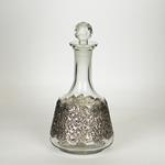 DECANTER, WITH METAL FITTING, GLASS-METAL, TRANSPARENT- SILVER, 24x13cm
