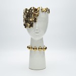 VASE CERAMIC WHITE-GOLD 14.5x15.5x30cm