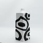 VASE, PORCELAIN, WHITE-BLACK, 11.5x11.5x31cm