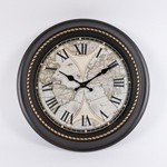 WALL CLOCK PLASTIC ANTIQUE GLOBE BLACK - BEIGE 40x40x4.5cm