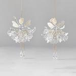 ACRYLIC FAIRY, TRANSPARENT, WITH LIGHT GOLD GLITTER, WITH HANGING LEGS AND GEMS, 2 DESIGNS 10x15,5cm, PRICE PER PIECE