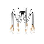 PENDANT LIGHT FIXTURES WOOD-METAL 10LIGHTS 10XΕ27 1000X1000X510mm  BLACK ARTE ILLUMINA EDISON