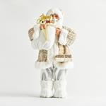 WHITE SANTA WITH GOLD AND GIFTS, 80cm