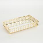 TRAY, METAL, WITH MIRROR, GOLD, 24.5x15.5x4.5cm