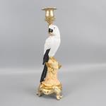 CANDLE HOLDER PARROT, POLYRESIN, GOLD & WHITE, 1 POSITION, 11x10.5x33cm