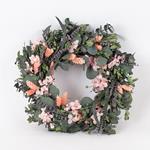 WREATH, WITH WHEAT, PINK-PURPLE-GREEN, 40x40x59cm