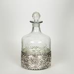 GLASS BOTTLE, WITH METAL FITTING,GLASS- METAL, SILVER, 25x13cm