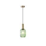 PENDANT LIGHT FIXTURES EMBOSSED GLASS 1XΕ27 MAX 15W 130X200X1200mm GREEN ARTE ILLUMINA TOPAZ