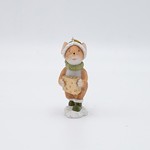 POLYRESIN HANGING ORNAMENT, MOUSE WITH CHEESE, GREEN, 5x8cm