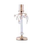 CANDLE HOLDER GLASS WITH CRYSTAL DETAILS METALLIC BASE GOLD - WHITE - AMBER GLASS 12x42cm