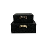 S/2 ΚΟΥΤΙΑ ΟΡΓΑΝΩΣΗΣ MDF - PU ΜΑΥΡΑ - ΧΡΥΣΑ 20x16x8cm / 16x11x6cm