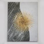 CANVAS PRINT, ABSTRACT ART SUN, CREAM-DARK BLUE-GOLD, 60x80cm